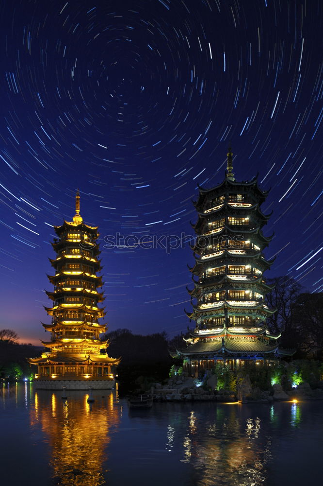 Similar – Image, Stock Photo Bai Dinh Pagoda in Vietnam. Evening view against the sky and Vietnamese green landscape. Religious complex in Ninh Binh