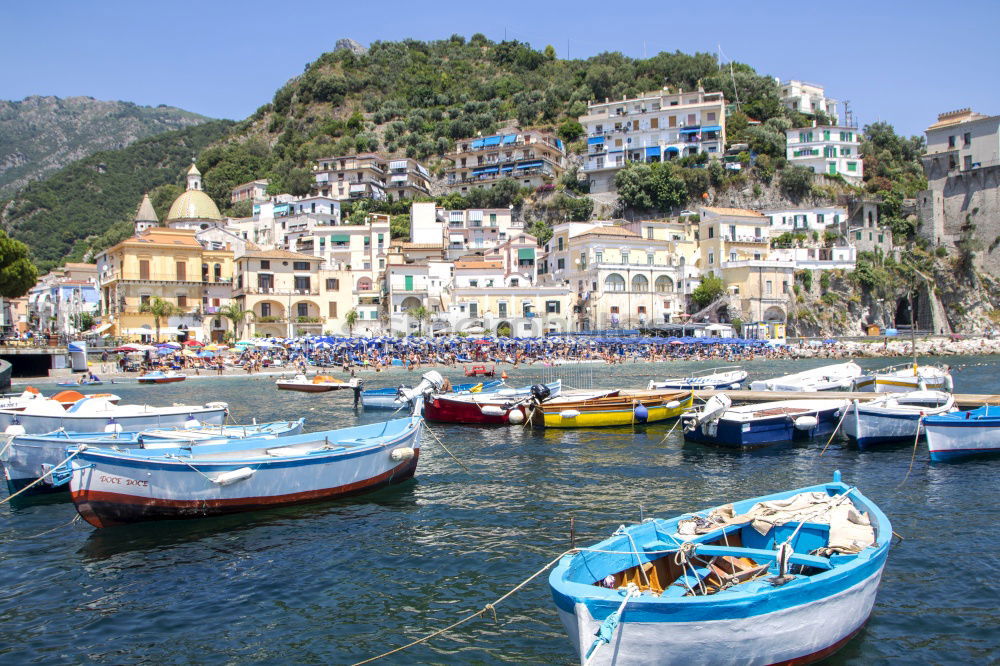 Similar – Image, Stock Photo Aerial view of small haven of Amalfi village with turquoise sea and colorful houses on slopes of Amalfi Coast with Gulf of Salerno, Campania, Italy.