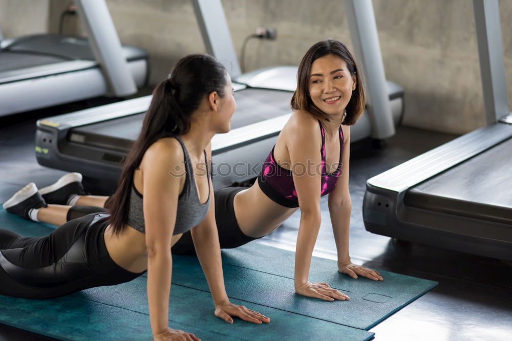 Similar – Image, Stock Photo Woman stretching back in a fitness class