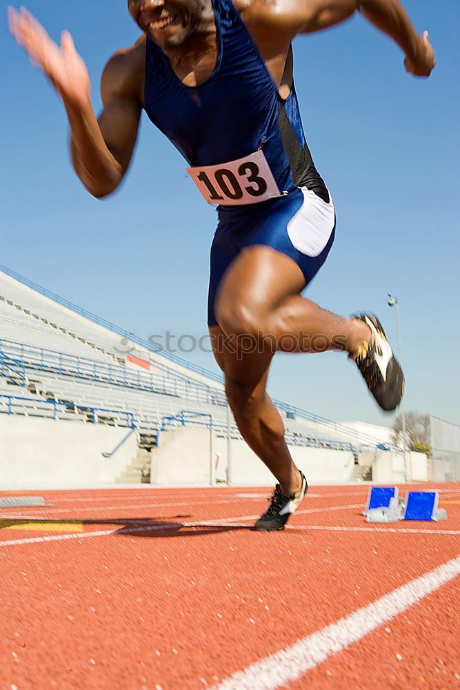 Similar – Image, Stock Photo Sportsman jumping over a hurdle