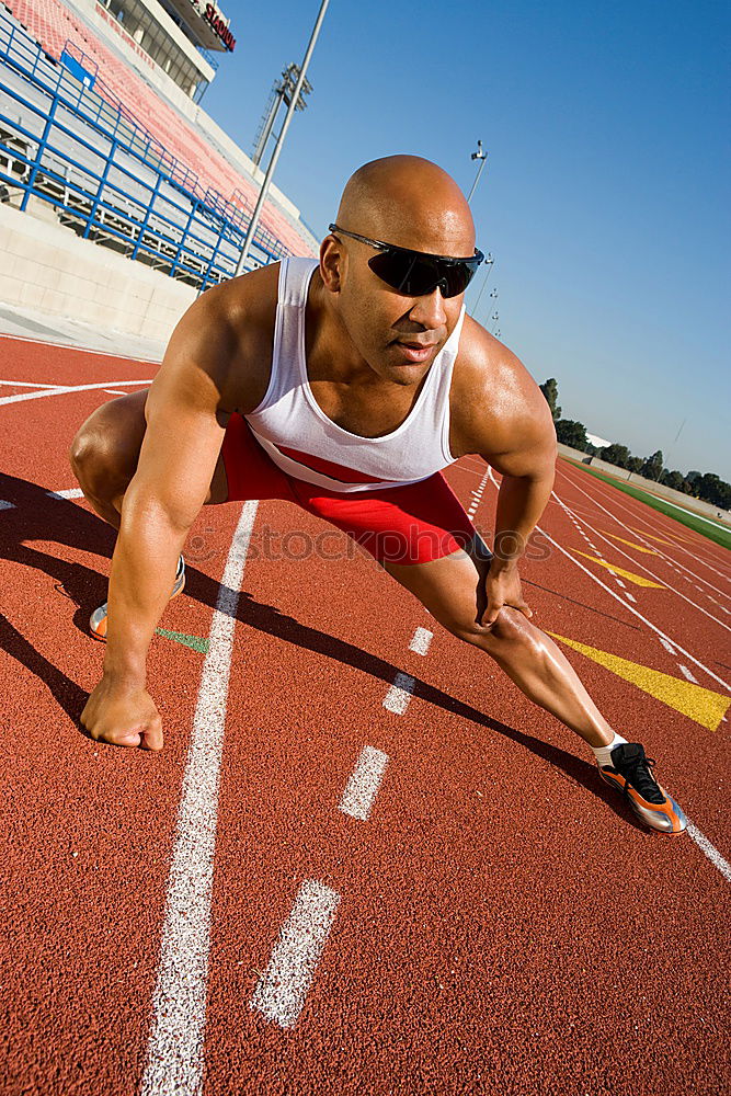 Similar – Image, Stock Photo Sportsman jumping over a hurdle