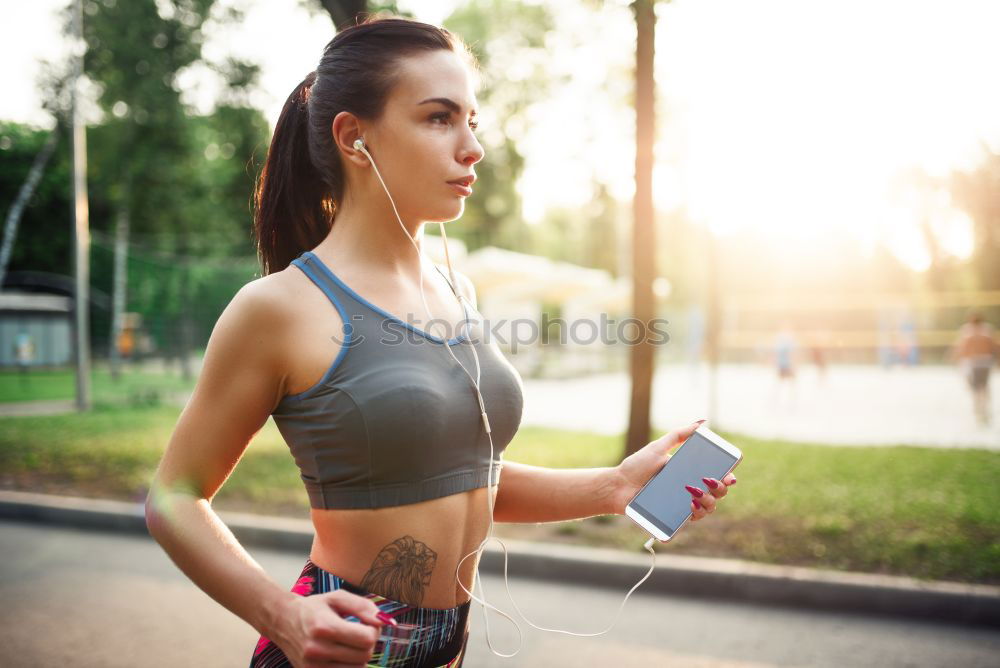 Similar – Image, Stock Photo Pretty athletic woman running in a park