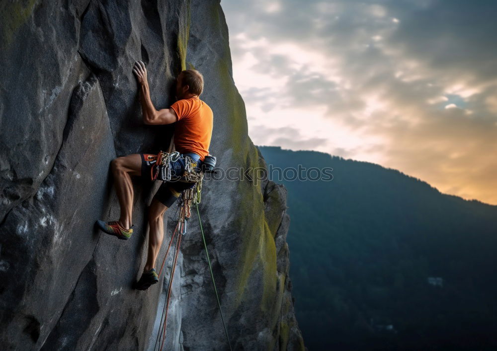 Similar – Rock climber clinging to a cliff.