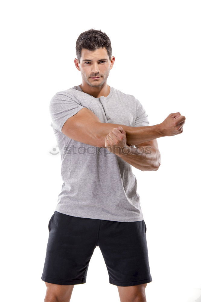 Similar – Image, Stock Photo sports man is taking brake at running track