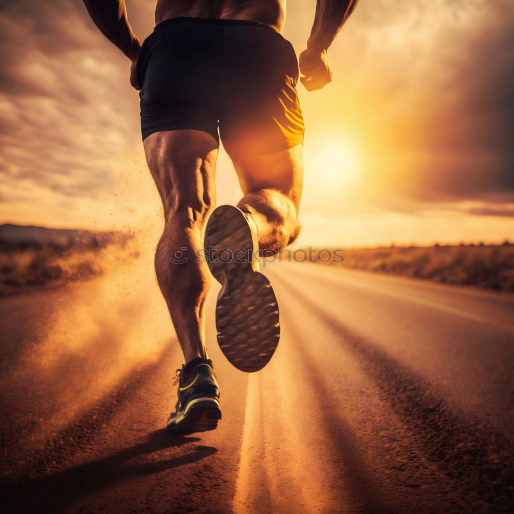 Similar – Image, Stock Photo Sporty woman running on a country road