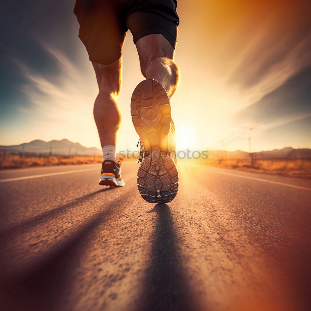 Similar – Image, Stock Photo Sporty woman running on a country road