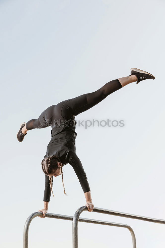 Image, Stock Photo Trendy male flipping and jumping on street