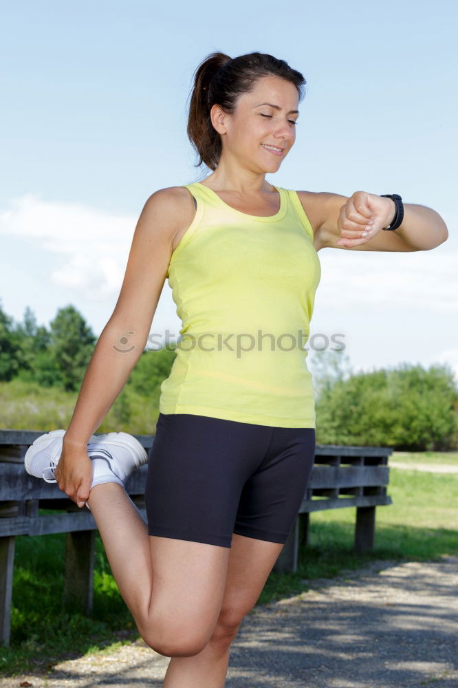 Similar – Image, Stock Photo Concentrated woman running through field