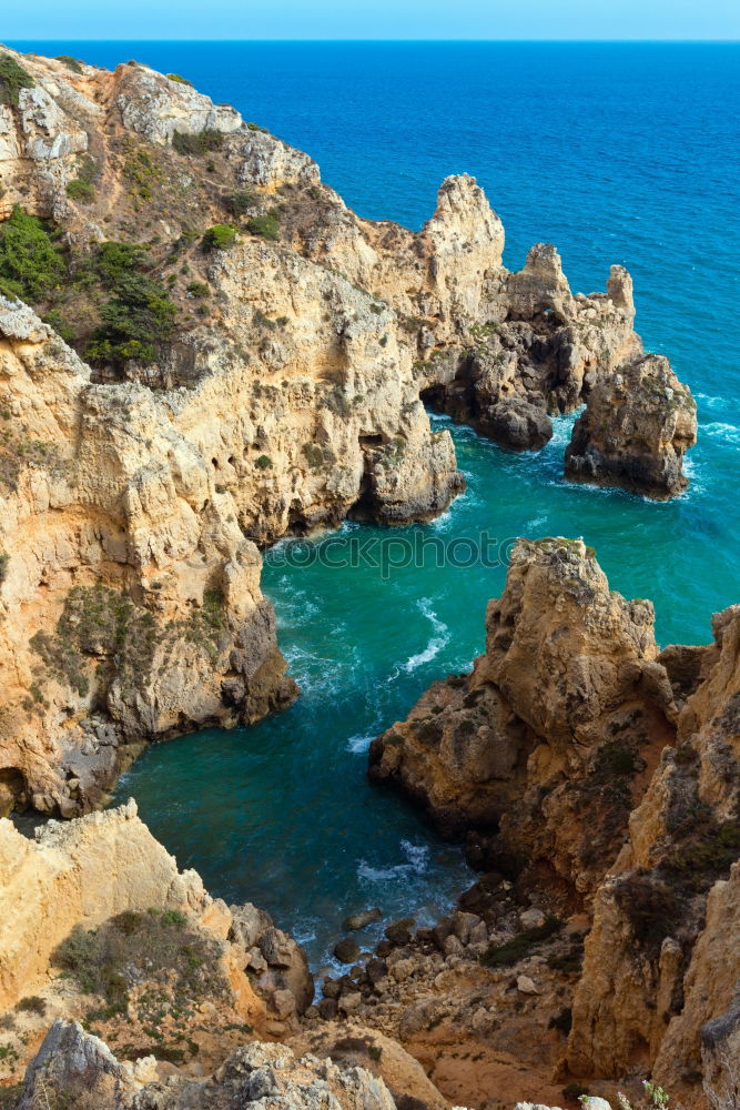 Similar – Ocean Landscape With Rocks And Cliffs At Lagos Bay Coast In Algarve, Portugal