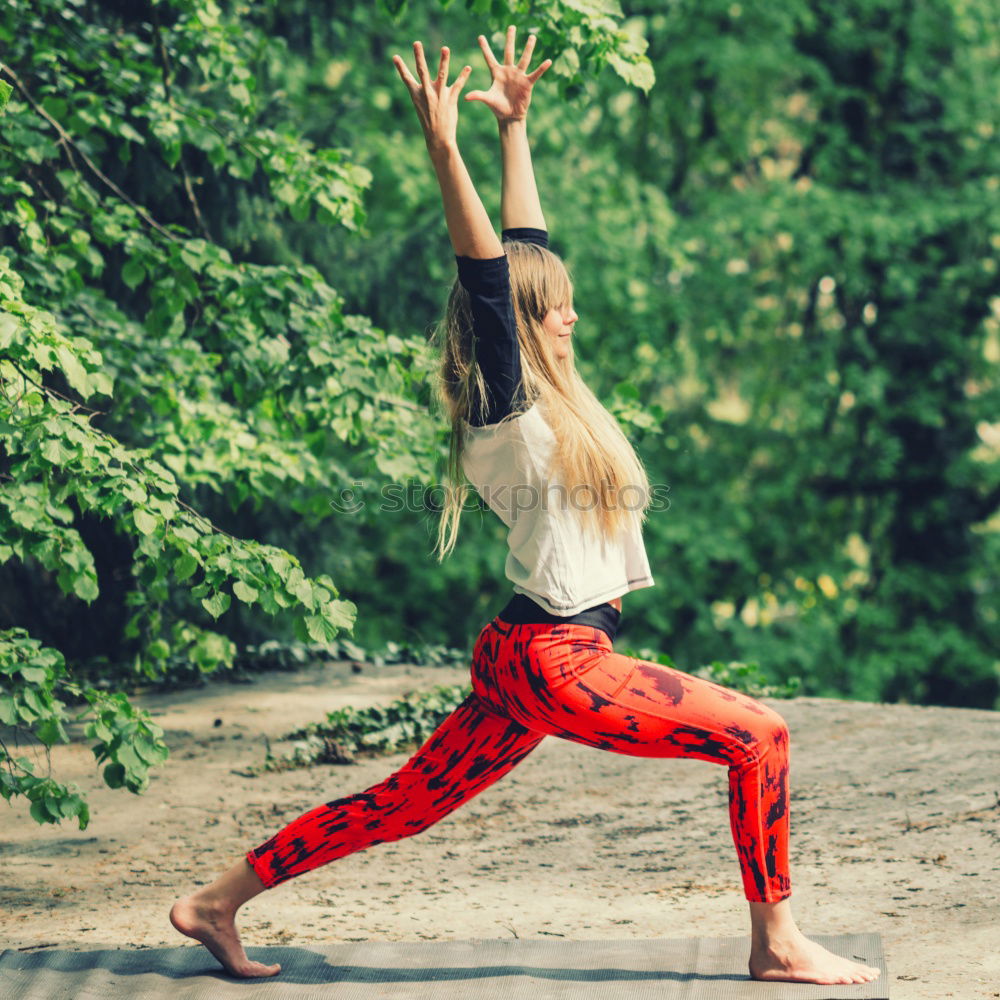 Similar – Image, Stock Photo Young beautiful woman doing yoga in nature