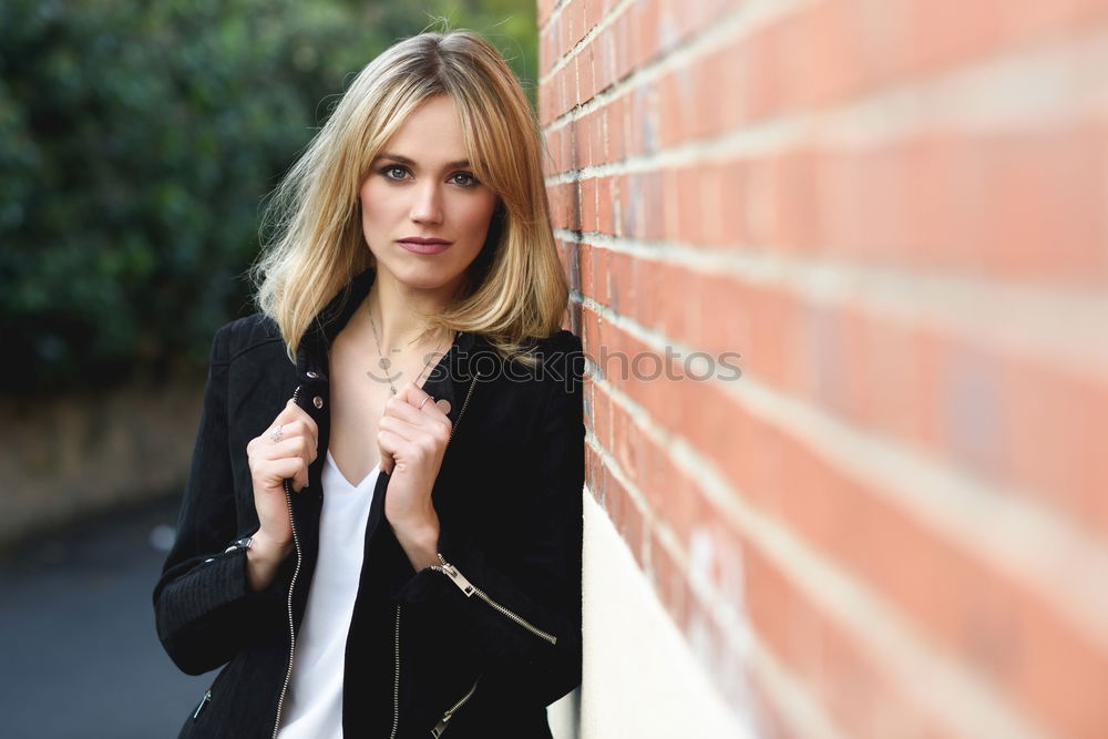 Image, Stock Photo Pretty blonde woman in urban background