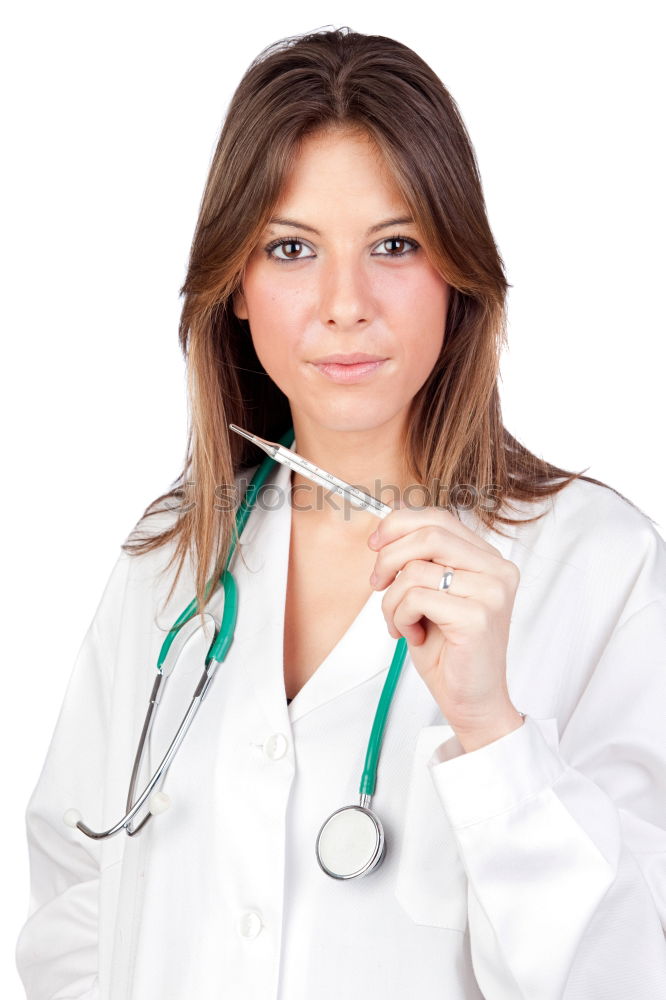 Female doctor with stethoscope and lab coat