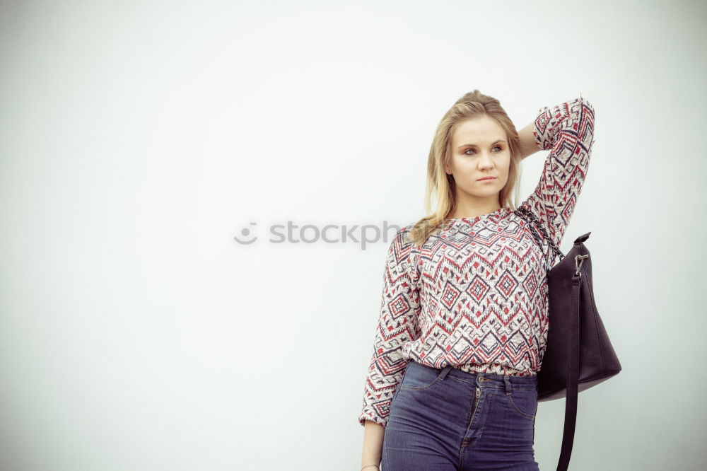 Similar – Image, Stock Photo Trendy girl posing at street