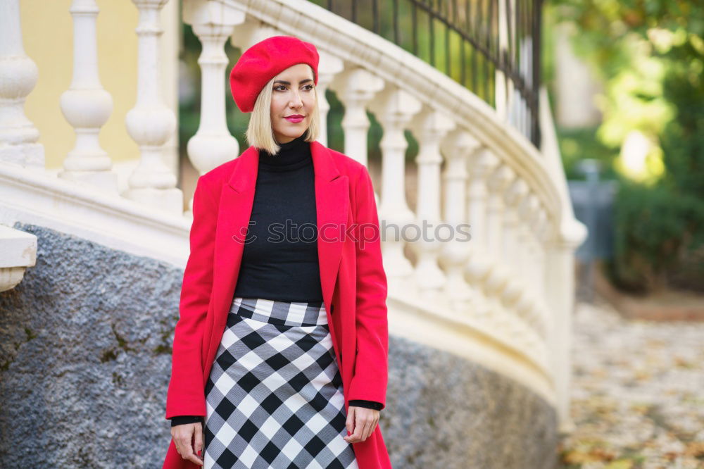 Similar – Image, Stock Photo Woman standing on the street with blur background