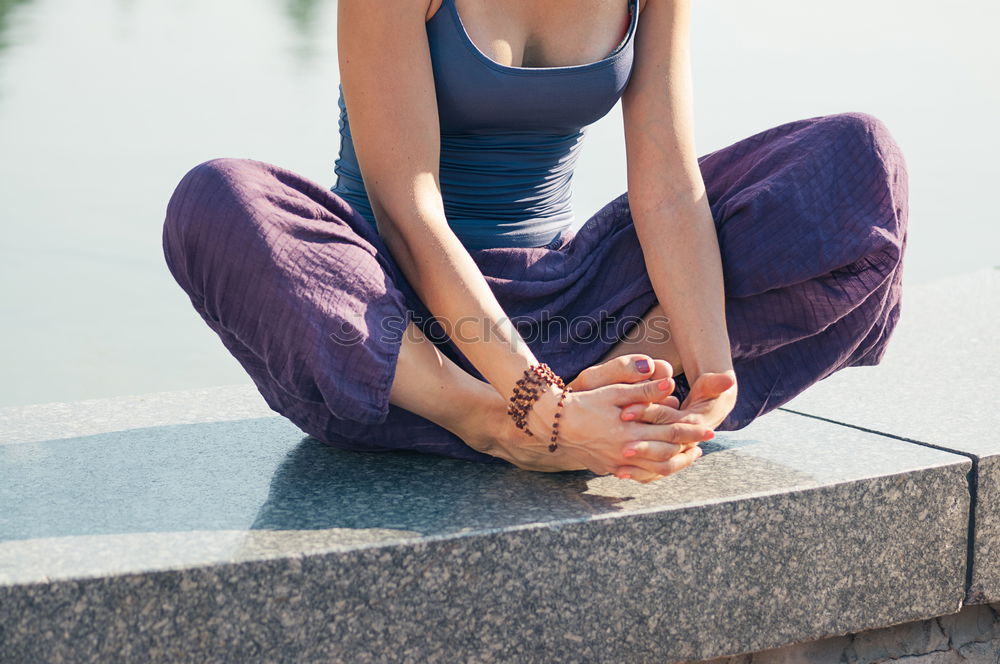 Similar – Image, Stock Photo Young woman doing yoga in nature.