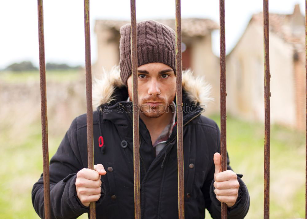 Similar – Image, Stock Photo Boredom? Man Forest Cap