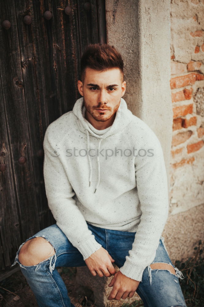 Similar – Atractive guy with jacket with military stylish in a vintage house