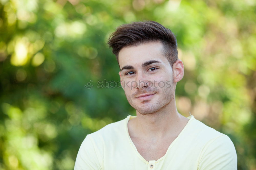 Similar – Image, Stock Photo Outdoor portrait of beautiful happy teenager guy