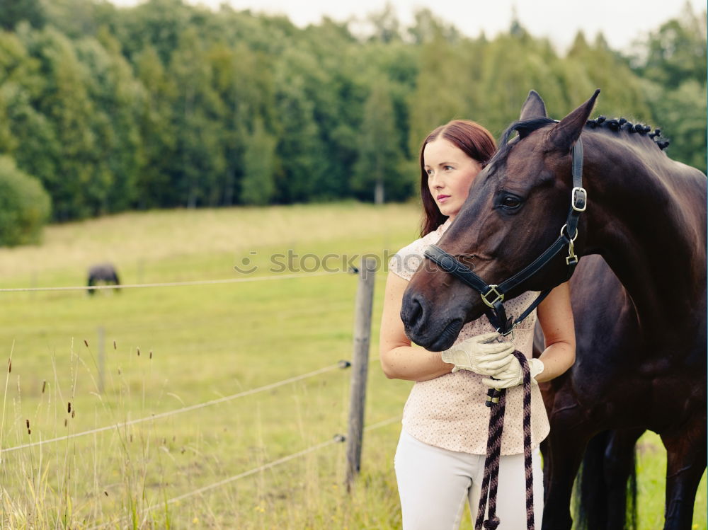 Similar – Image, Stock Photo Young woman riding a horse in nature