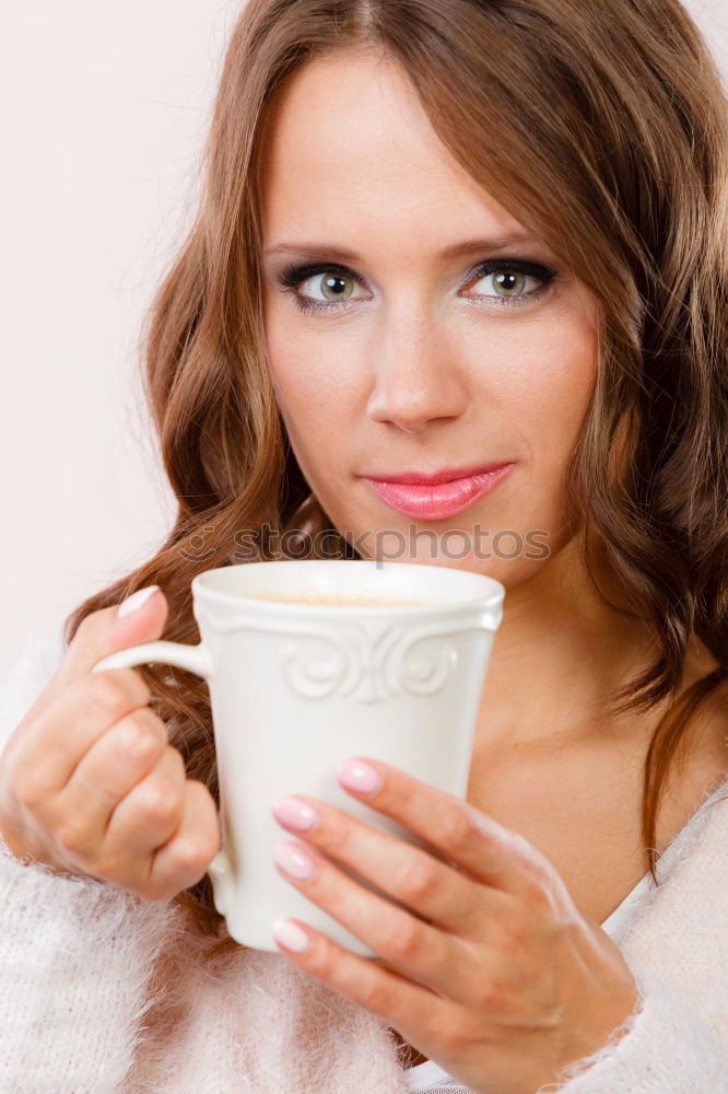 Similar – Image, Stock Photo Beautiful model with cup of coffee