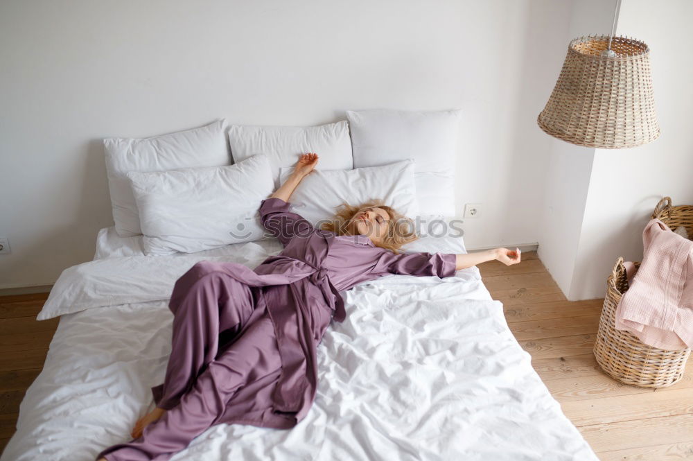 Similar – Image, Stock Photo happy kid girl waking up in the morning