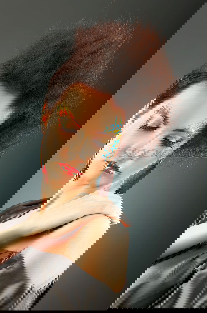 Similar – Image, Stock Photo Curly woman posing in studio