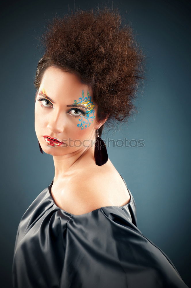 Similar – Image, Stock Photo Portrait of Young woman with many eyes