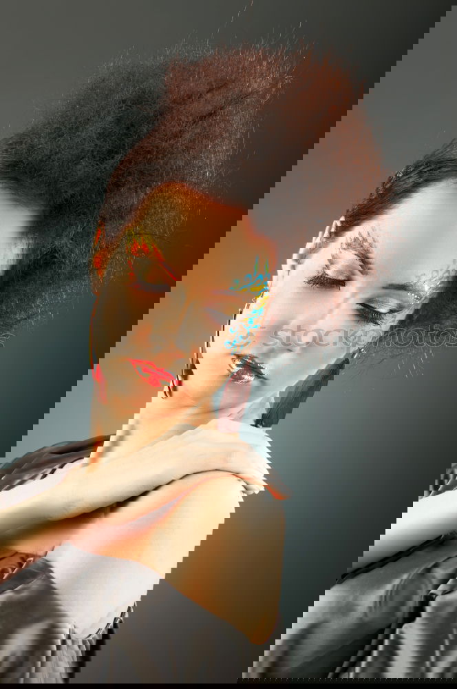Similar – Image, Stock Photo Curly woman posing in studio