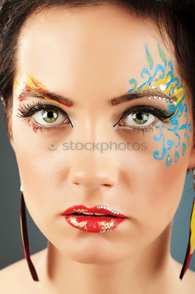 Similar – Image, Stock Photo Portrait of Young woman with many eyes