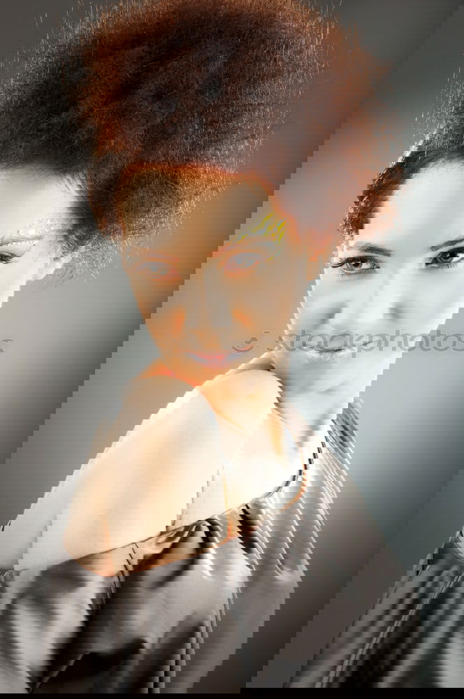 Similar – Image, Stock Photo Portrait of smiling young woman with freckles and dimples