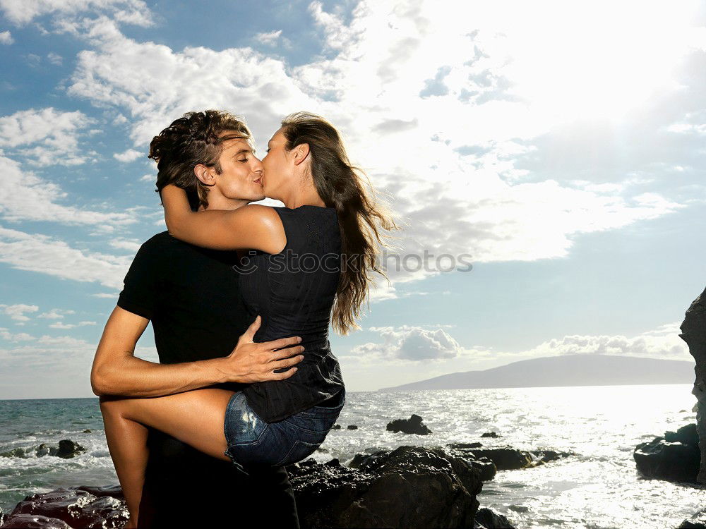 Similar – Image, Stock Photo Fitness couple kissing on the beach