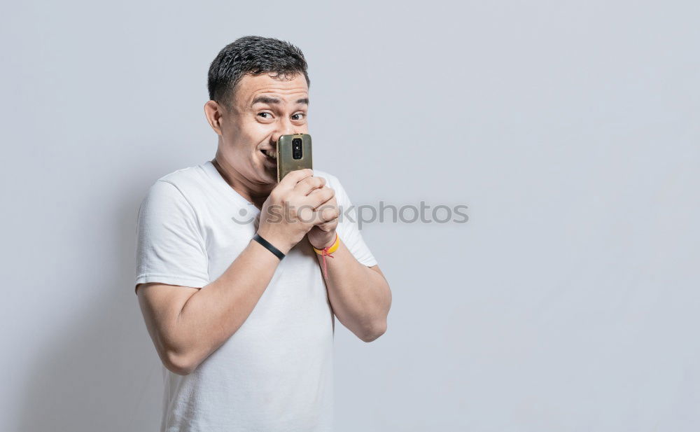 Similar – Image, Stock Photo Man with mustache talking on the phone.