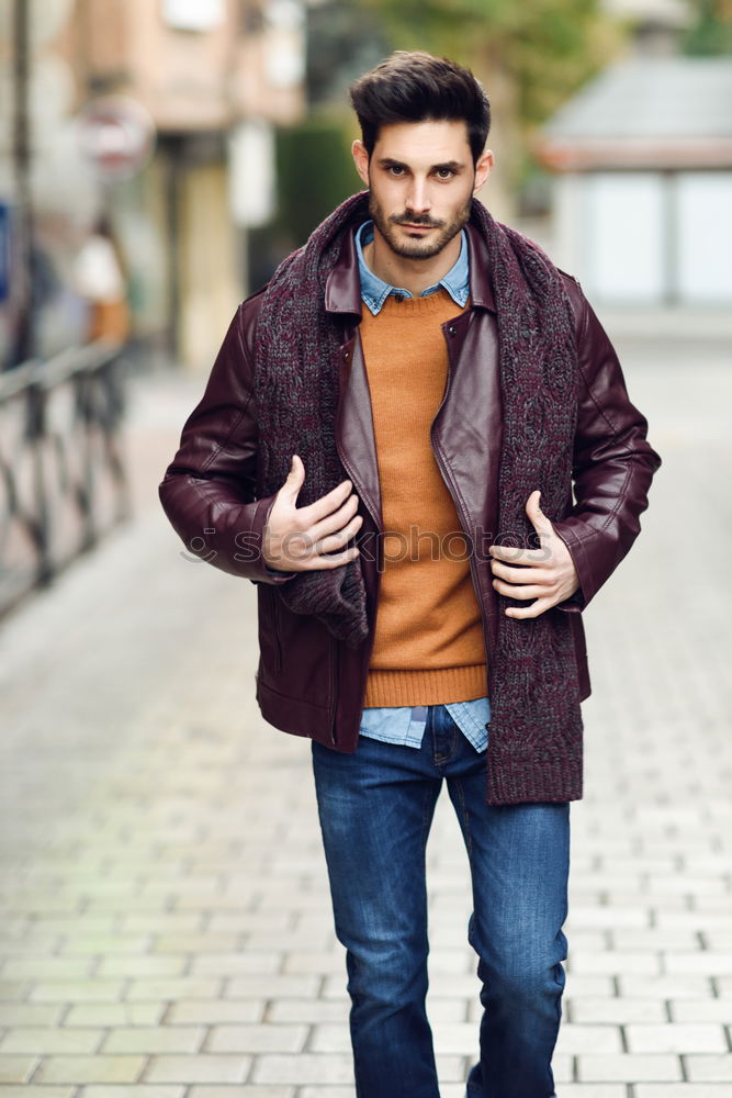 Similar – Young man wearing winter clothes in the street.