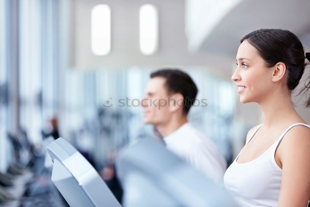 Similar – Image, Stock Photo Attractive Woman on treadmill in the gym