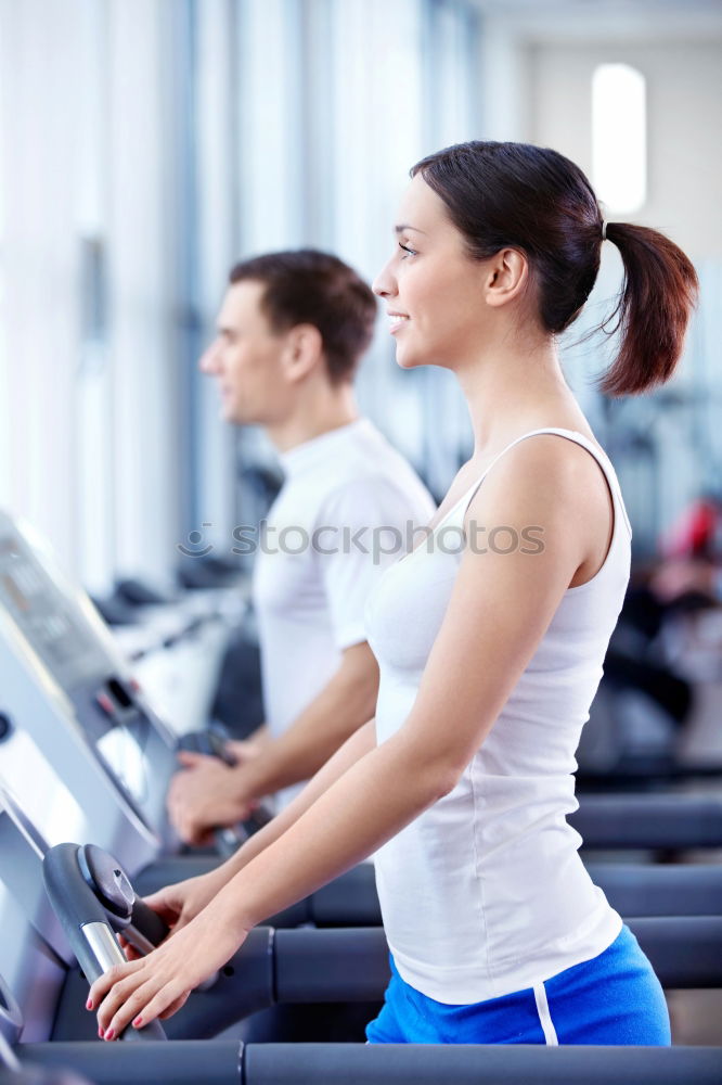 Similar – Image, Stock Photo Attractive Woman on treadmill in the gym