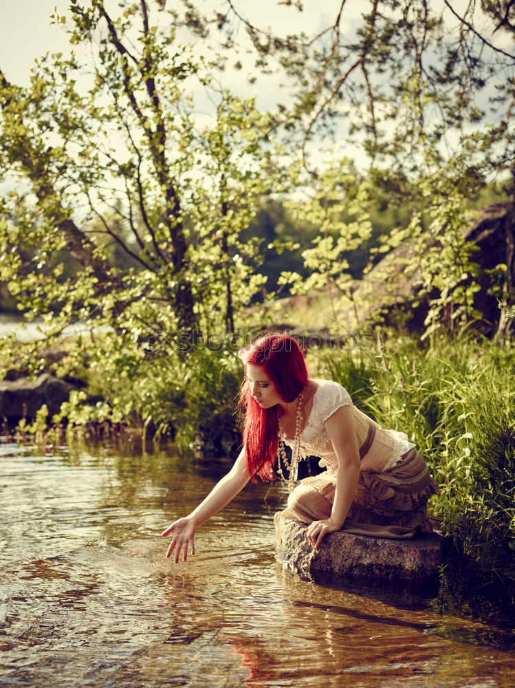 Similar – Image, Stock Photo Attractive red hair girl in the nature.