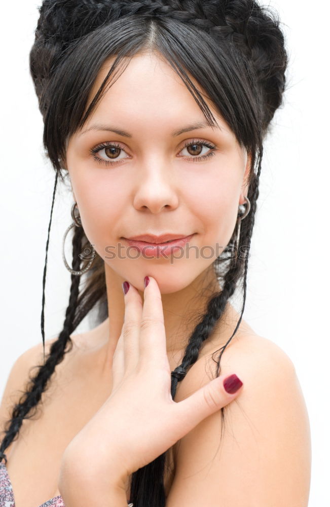 Similar – Image, Stock Photo woman peeking out from behind a sandstone pillar