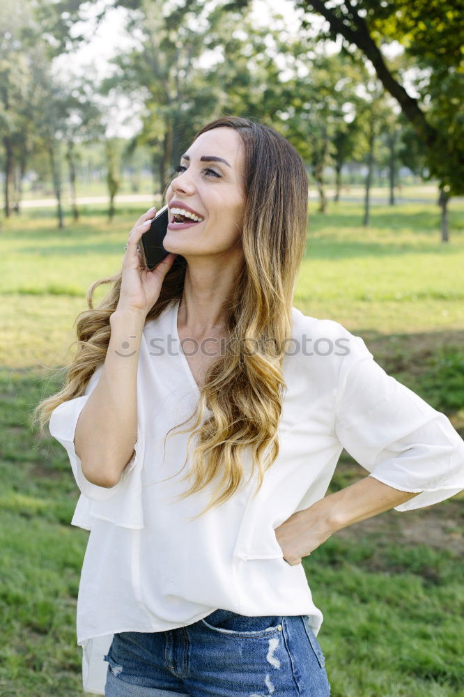 Similar – Image, Stock Photo close up portrait of a woman doing sport resting outdoor smiling and listening music