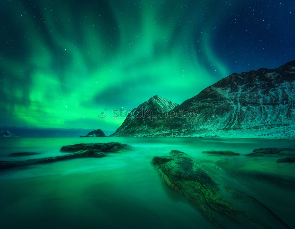 Similar – Northern lights over Vestrahorn, Iceland