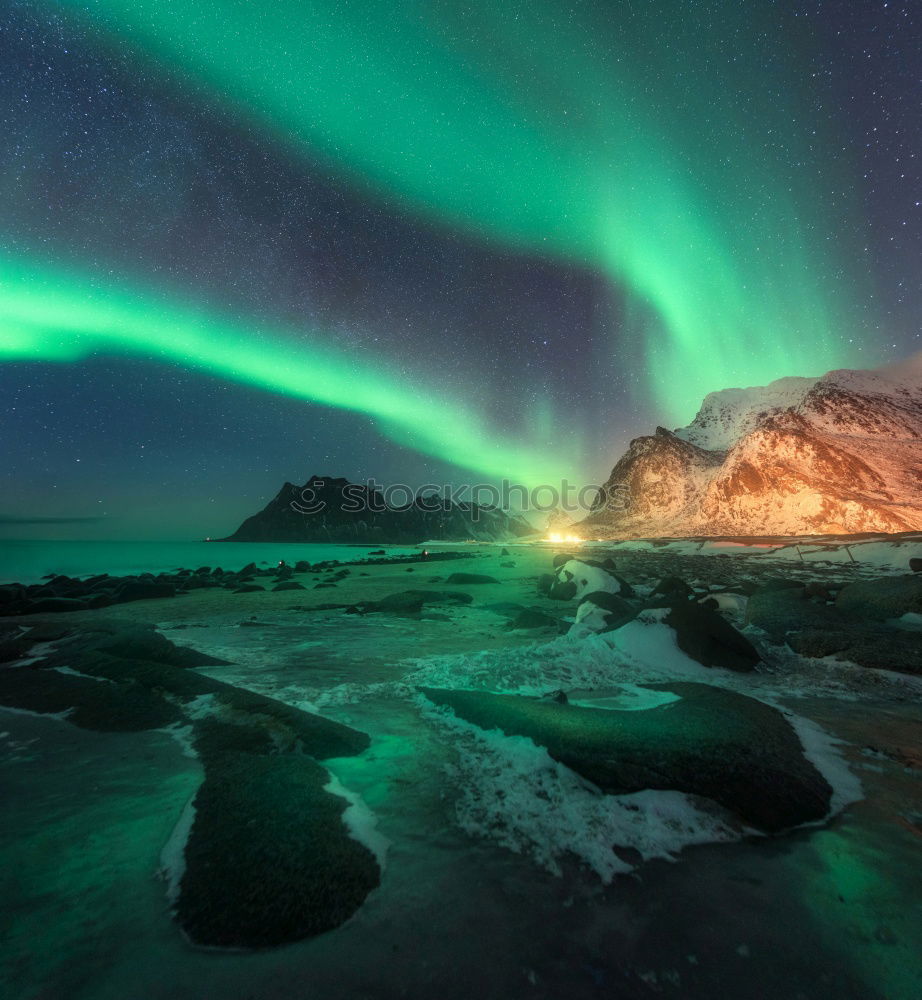 Similar – Northern lights over Vestrahorn, Iceland