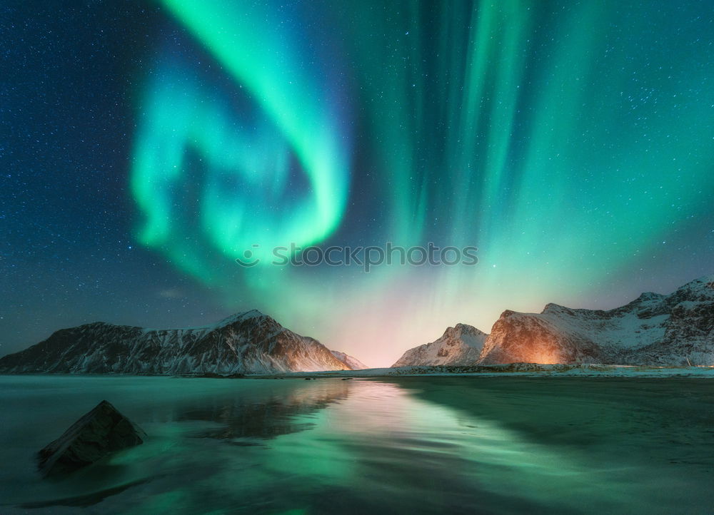 Similar – Northern lights over Vestrahorn, Iceland