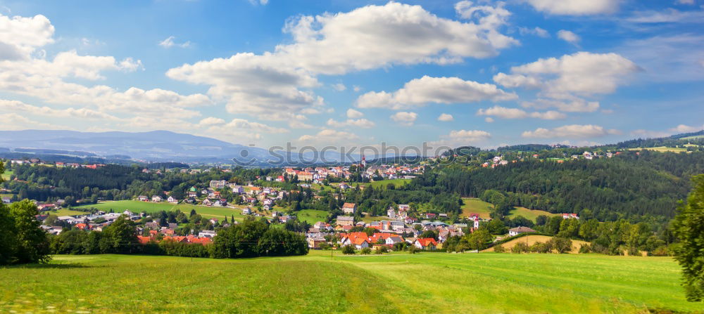 Similar – Image, Stock Photo Poland autumn hills. Sunny October day in mountain village