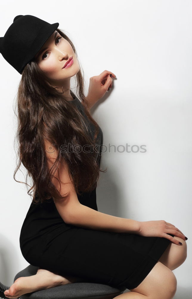 Similar – Image, Stock Photo Young Asian woman with posing in studio with hat