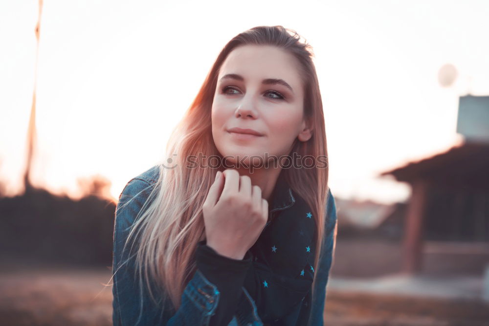 Similar – Image, Stock Photo Young Woman is laughing at the beach