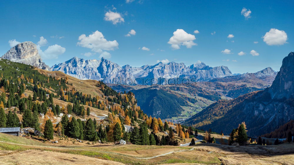 Similar – Image, Stock Photo Hiking with panorama in the Dolomites