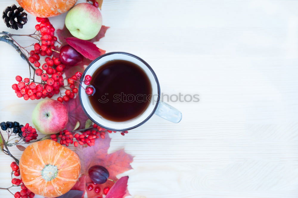 Cup of coffee and flowers