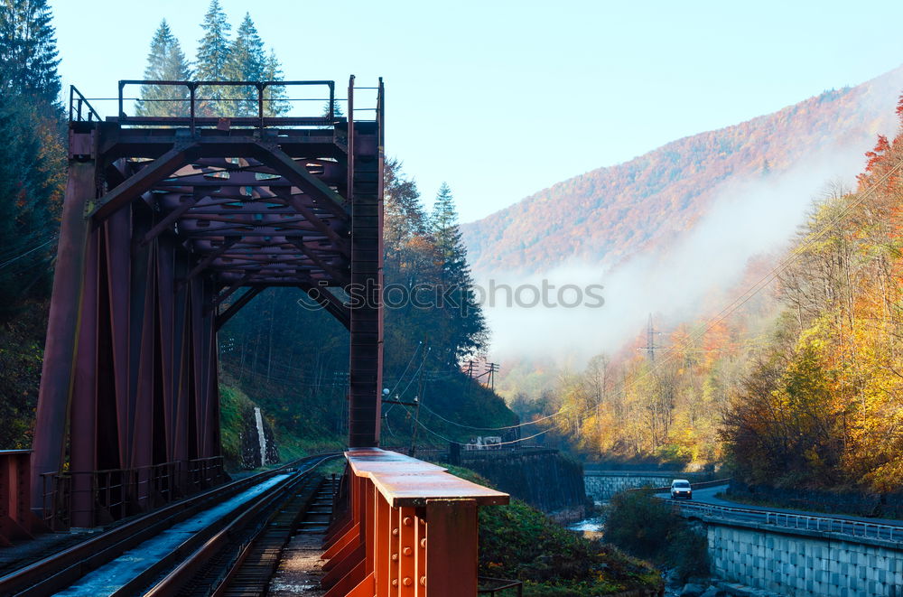 Similar – Image, Stock Photo Bernina Express in the autumn forest near Pontresina