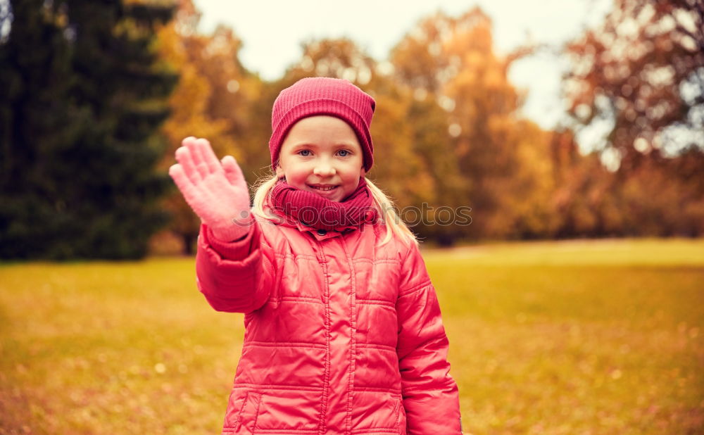 Similar – Image, Stock Photo cute happy kid girl playing on autumn walk