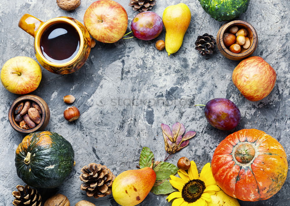 Similar – Image, Stock Photo Autumn apples and pumpkins