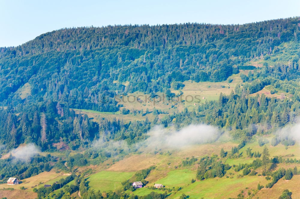 Similar – Image, Stock Photo Poland autumn hills. Sunny October day in mountain village